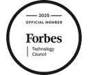 2025 official member Forbes Technology Council이라고 적힌 단어가 있는 원형 배지.