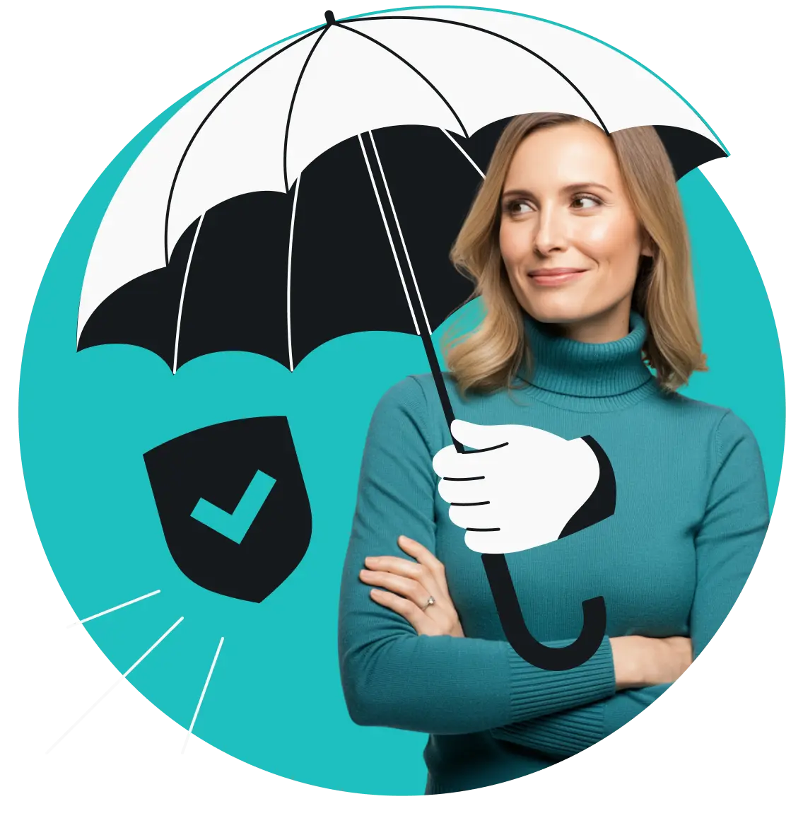 Surfshark-App-Seite mit Details zur Unterstützung im Falle von Identitätsdiebstahl, einschließlich der übernommenen Kosten und einer Schaltfläche zur Antragstellung.
